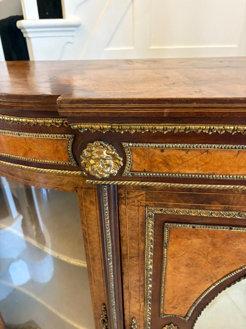 Outstanding Quality Antique Victorian Burr Walnut Ormolu Mounted Credenza - Image 12